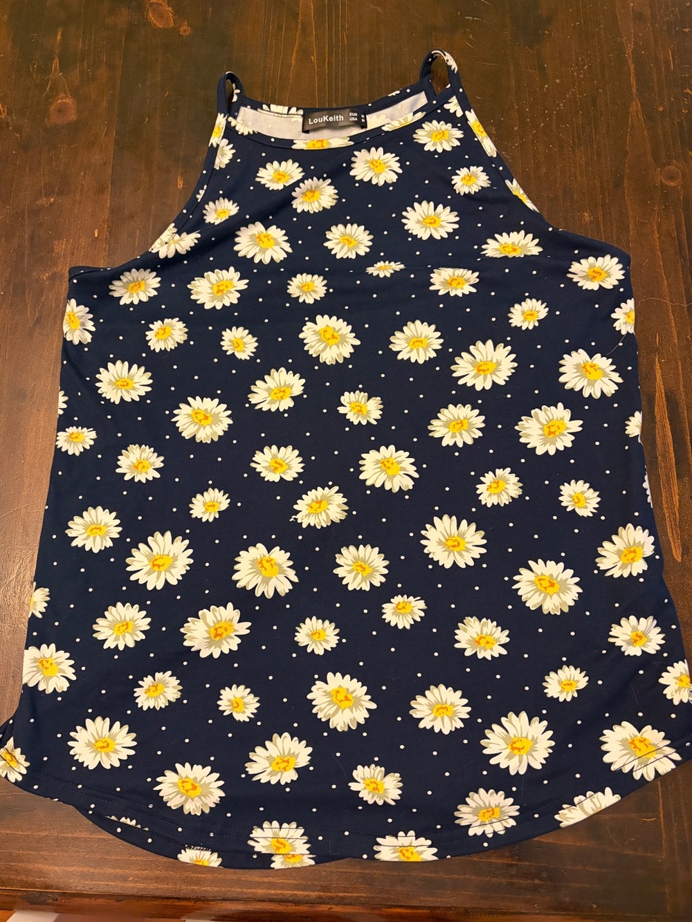 LouKeith Navy Daisy High Neck Tank